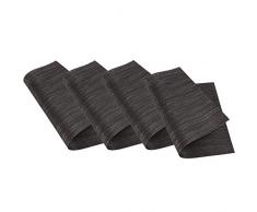 Venilia Schwarz Tischset Platzset Tischwäsche Platzdeckchen für Esszimmer gewebt MESH Wellen-Muster Gewebe 4er Set Vinyl, 4 Stk. 45 x 30 cm, 59022, Kunststoff