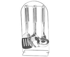 Home Bon Apetit Set Kochlöffel mit Ständer, Rostfreier Stahl, 7 Stück