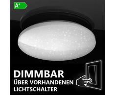Lumira LED Deckenleuchte Sternenhimmel, 24W Deckenlampe dimmbar über Lichtschalter, Rund, 330mm Durchmesser, Warmweiß