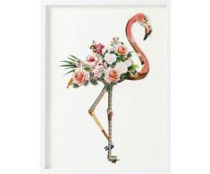 Kare Design Bild Frame Art Flamingo, 100x75cm, schönes Bild mit Bilderrahmen, Flamingo und Rosen