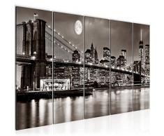 Bilder New York City Wandbild 150 x 60 cm Vlies - Leinwand Bild XXL Format Wandbilder Wohnzimmer Wohnung Deko Kunstdrucke Braun 5 Teilig - MADE IN GERMANY - Fertig zum Aufhängen 606756b
