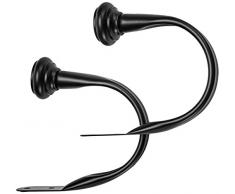 AmazonBasics - Dekorativer Raffhalter für Gardinen, 2er-Pack, Schwarz