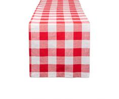 DII Topflappen mit Kleeblatt, hitzebeständig 36 x 274 cm, Tischläufer 14x108 Table Runner rot/weiß