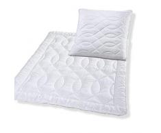 Mikro-Seersucker Bettenset - Kopfkissen + Steppdecke, Mikrofaser, Weiß