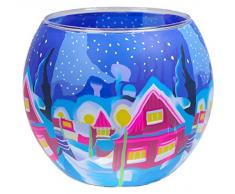 Himmlische Düfte Geschenkartikel GmbH Village by Night Windlicht, Glas, Bunt, 11 x 11 x 9 cm