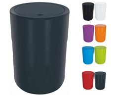 Spirella Design Kosmetikeimer Cocco mit Extra Ring für Müllbeutel Treteimer Schwingdeckeleimer Abfallbehälter mit Schwingdeckel 5 Liter (ØxH): 19 x 26 cm Dunkelgrau