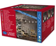 Konstsmide 4128-800 LED Dekolichterkette 8 goldfarbene Sturmlaternen / für Außen (IP44) / 24V Außentrafo / 8 warm weiße Dioden / transparentes Kabel