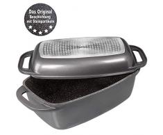 STONELINE XXL Bräter 43 x 26 cm, mit Aluguss-Deckel, induktionsgeeignet, Deckel als Auflaufform verwendbar