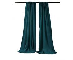 LA Linen Gardine aus Polyester, Popeline, 246 x 147,2 cm, Dunkelblaugrün, 2 Stück