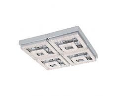 EGLO Deckenleuchte, Stahl, Integriert, Chrom, Transparent, 52 x 52 x 9.5 cm