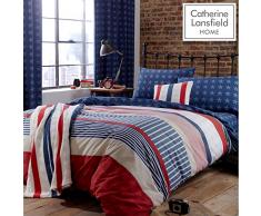 Catherine Lansfield Stars and Stripes Fitted Sheet Spannbetttuch, amerikanisches Flaggendesign, für Doppelbett, Multi, Einzelbett