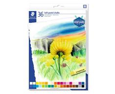 STAEDTLER 2430 C36 Softpastellkreiden (hoher Grad an Lichtbeständigkeit, weicher Abstrich, leicht verwischbar, Kartonetui mit 36 brillanten Farben)
