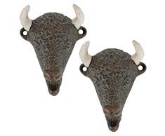 Design Toscano Die Büffel der großen Prärien, Flaschenöffner aus Eisenguss: 2er-Set