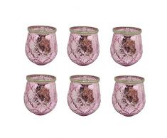 6er Set Windlicht Misch Aller 6 FarbenTeelichtglas AuÃen à 8,2 x 11,5 cm Windlichthalter Kerzenglas Windlichtset Glasvase Windlichtglas Laterne Glas Kerze (Lila) Antik