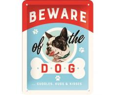 Nostalgic-Art 26209, Animal Club Beware of The Dog .Kisses, Blechschild 15x20 cm, Metall, bunt, 15 x 20 x 0,2 cm