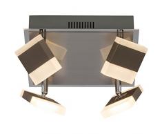 Brilliant Target LED Spotplatte 4 flg Deckenstrahler schwenkbar nickel/chrom 1400 Lumen, LED integriert