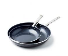 GreenPan Black Bonn 2tlg Pfannenset mit Keramik Beschichtung, Induktion, 20 + 28 cm, Aluminium, Schwarz