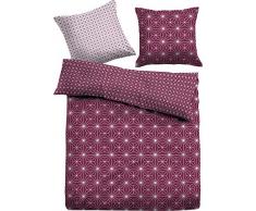 TOM TAILOR 0069931 Satin Bettwäsche Garnitur mit Kopfkissenbezug (Baumwolle) 1x 155x220 cm + 1x 80x80 cm, weiße Beere