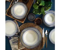 Mitterteich NCHR24Y289028A Set für 6 Personen, bestehend aus 6 Frühstücksteller ø20cm Speisetellern ø 25cm, 6 Tiefentellern ø 20cm und 6 Bowls ø 15cm, Steingut