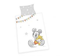 Herding DISNEY MICKEY MOUSE Kleinkinder-Bettwäsche-Set, Bettbezug 100x135cm, Kopfkissenbezug 40x60cm, Baumwolle/Renforcé