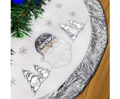 WEWILL werden Marke dicken Weihnachtsbaum Rock Dekoration Santa Scene Baum Rock Home Ornament mit silbernen Rand, 35-Zoll / 90CM Durchmesser (Style 4)