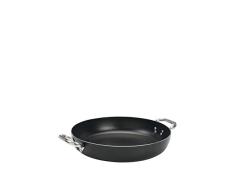Pentole Agnelli Alblack Pfanne aus Aluminium, Dicke 3 mm, mit 2 Griffen aus Edelstahl 28 cm schwarz