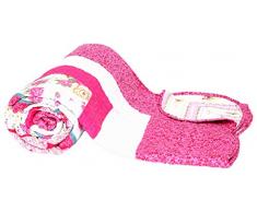 1001 Wohntraum T414 Quilt O pink Blumen, 230 x 250 cm, Plaid Tagesdecke, Patchwork Landhaus Shabby Decke