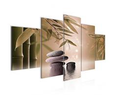 Bilder Feng Shui Steine Wandbild Vlies - Leinwand Bild XXL Format Wandbilder Wohnzimmer Wohnung Deko Kunstdrucke Braun 5 Teilig - MADE IN GERMANY - Fertig zum Aufhängen 501953b