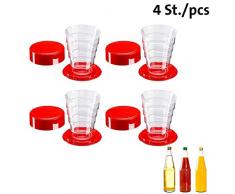 Westmark Trinkbecher, Klappbecher, 4 Stück, Rot, Transparent, Fassungsvermögen: 0,125 l, Klipp-Klapp, 511822E3