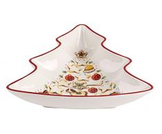 Villeroy & Boch Winter Bakery Delight Kleine Schale in Baum-Form, Premium Porzellan, Weiß/Rot/Beige