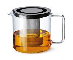 Bohemia Cristal 093 006 005 Simax Teekanne Zylindrisch 1, 3 L aus hitzebeständigem Borosilikatglas mit Kunststoffdeckel und Metallsieb