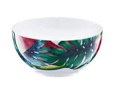 AMBITION Schüssel Tropical 13 cm Blätter Wassermelone Schale Salatschale Müslischale Salatschüssel Servierschälchen Spülmaschinen geeignet rund stapelbar Pflanzenmotiv Porzellan