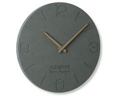 FLEXISTYLE Wanduhr ohne tickgeräusche ECO Grau 30cm, Wohnzimmer, Schlafzimmer, in Europa hergestellt