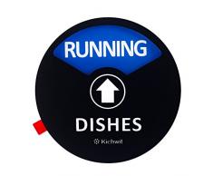 Kichwit Clean Schmutziger Geschirrspüler Magnet mit der 3. Option laufend, perfekt für leisen Geschirrspüler, Kratzfeste Starke Magnet-Rückseite & rückstandsfreie Kleber, 8,9 cm Durchmesser schwarz