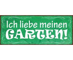 Schatzmix Liebe Meinen Garten Metallschild Wanddeko 27x10cm tin Sign Blechschild, Blech, Mehrfarbig, 27x10 cm