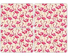 Sara Miller für Portmeirion Flamingo Tisch-Sets Set von 4, Keramik, mehrfarbig, 30.5 x 23cm x 0.58cm