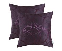 CaliTime Kissenbezüge Kissenhülle Packung mit 2 Kissenbezüge Dekokissen Cases Schalen für Couch Sofa Home Decor Modern Glänzend & Matt Kontrast Kreise Ringe Geometrisch 40cm x 40cm Deep Purple