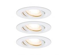 Paulmann Leuchten Paulmann 92898 LED Nova Einbaustrahler rund Spot IP65 strahlwassergeschützt 7W 3er-Komplettset inkl. GU10 Leuchtmittel schwenkbar Einbauleuchte, Aluminium, 7 W, Weiß matt