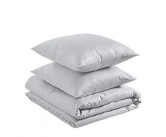 AmazonBasics – Bettwäsche-Set, 100 % superweiche Baumwolle, 240 x 220 cm / 65 x 65 cm, Sanftes Grau