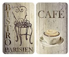 Wenko Herdabdeckplatte Universal Bistro, 2er Set Herdabdeckung für alle Herdarten, Gehärtetes Glas, 30 x 52 cm, mehrfarbig