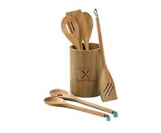 Esmeyer 7-TLG Set Pepe Küchenhelfer, Holz, braun blau, 12.7 cm, 7-Einheiten