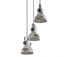 EGLO Pendellampe Barnstaple, 3 flammige Vintage Pendelleuchte im Industrial Design, Retro Hängelampe aus Stahl im Zink Used-Look, Farbe: braun-Patina, schwarz, Fassung: E27