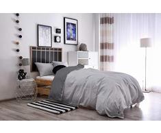 Italian Bed Linen Natural Color Doubleface Bettbezug, 100% Baumwolle, hell Grau/Rauch, Einzelne