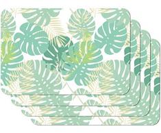 Venilia PALM TREE Tischset Platzset für Esszimmer Palmenblätter Muster, 4er Set abwischbar Polypropylen, lebensmittelecht, 45 x 30 cm, 4 Stück, 59107