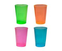 Party Essentials Partybecher aus Hartplastik, 284 ml 50-Count Verschiedene Neonfarben