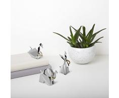Umbra Origami Ringhalter – Modernes Ringablage Set Bestehend aus Schwan, Elefant und Hase, Ideales Gastgeschenk, Beschichtetes Metall / Chrom