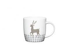 Kitchen Craft 425 ml Fine Bone China Tasse mit Hirsch Weinfass, mehrfarbig