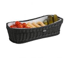 Saleen Korb mit herausnehmbarer, dreigeteilter Porzellan-Schale, Gastrotauglich, Rechteckig, Maße: 31,5 x 13,5 x 7,5 cm, Kunststofffaser/Porzellan, Schwarz/Weiß, 02101819160