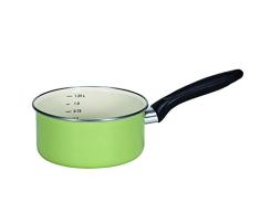 Krüger Karl Stieltopf mit Chromrand Juist 16 cm/1,25 l, Emaille, Grün