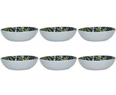 CREATIVE TOPS Drift Leaves Extrem Starke Schüssel, 19 cm (19,1 cm) (Set of 6), Melamin, Blau/Grün, 19 x 19 x 5 cm